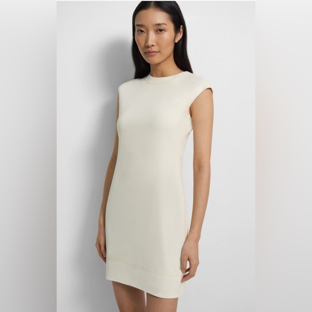NWT Theory Embroidered Shift Dress in Admiral Crepe Color: RICE, size 12